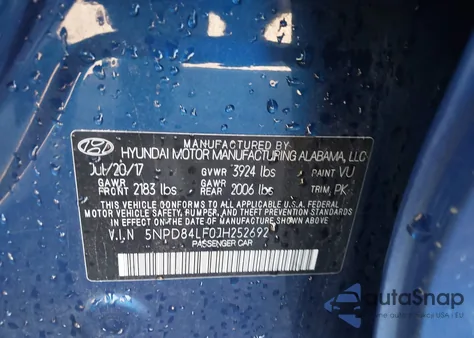 2018 Hyundai Elantra Sel z USA, uszkodzony, nr VIN 5NPD84LF0JH252692